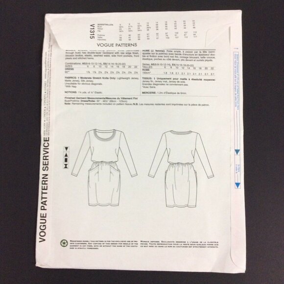 Vogue Pattern V1315 American Designer Rebecca Taylor Dress Size 6-14 UNCUT - Picture 2 of 3